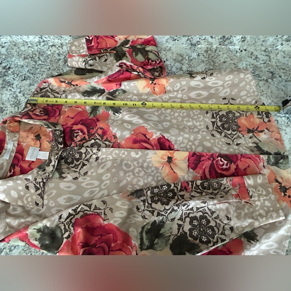 Chicos Floral No Iron Easy Care Long Sleeve Blouse Top Autumn Size M 8 - Picture 10 of 13